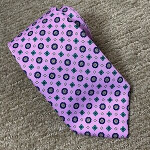 Josiah France Silk Lavender Geometric Floral Pattern Men Tie Office Business